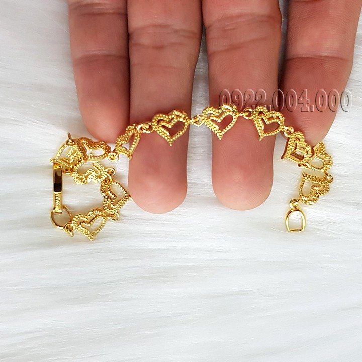 Lắc tay trái tim ngang, lắc tay nữ màu vàng LZ1706