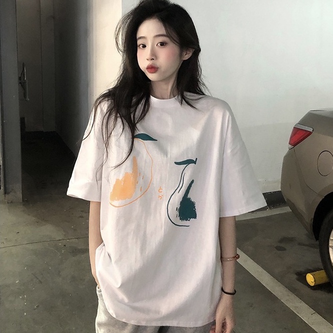 Áo thun ZHELIHANGFEI tay ngắn dáng rộng in họa tiết trẻ trung cá tính thời trang