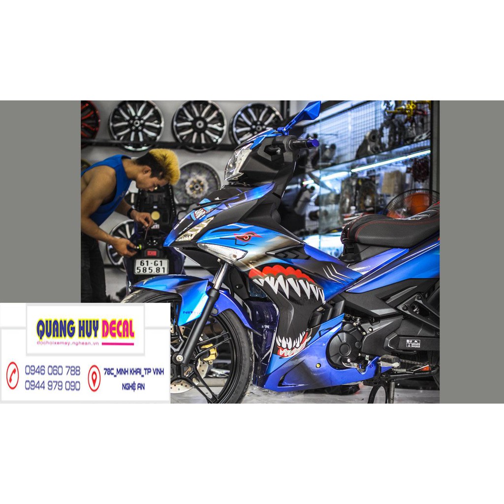 Tem trùm exciter 150 cá mập xanh dương shark, độ team xe ex dán đời 2015-2020