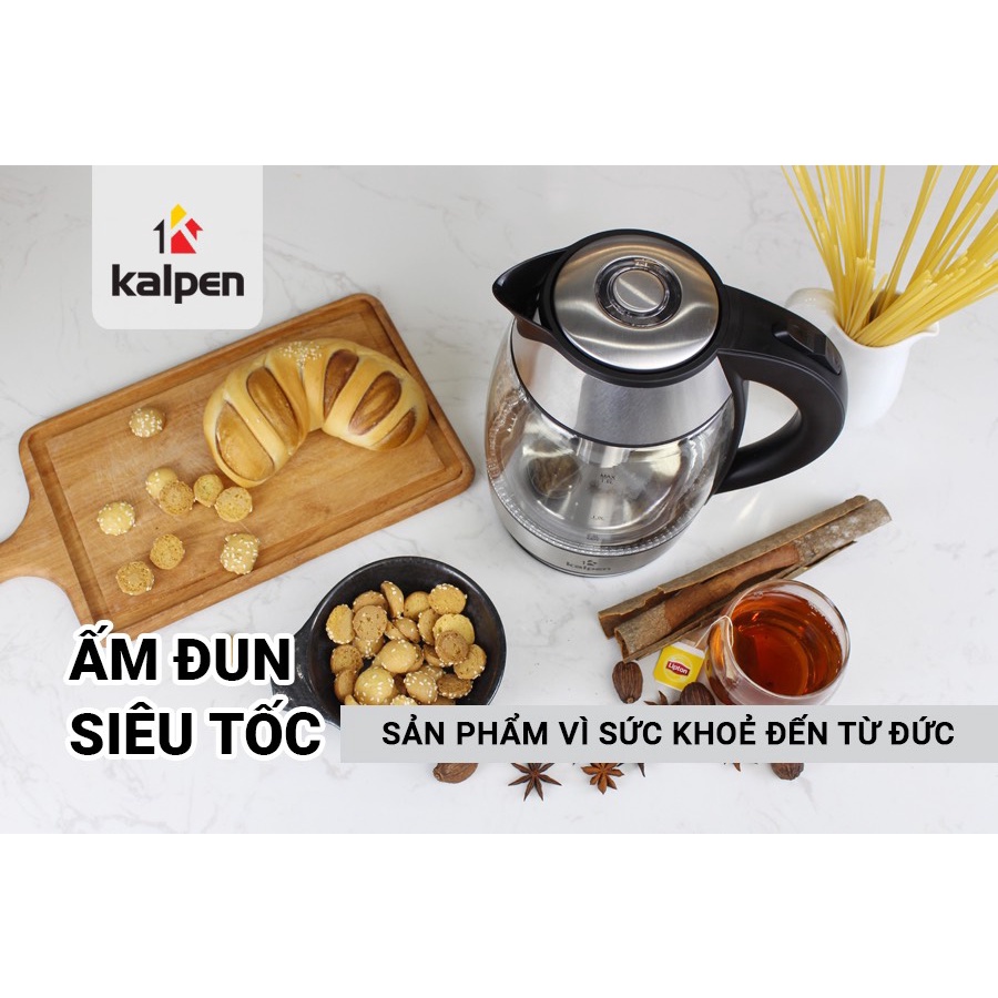 Ấm đun nước siêu tốc thủy tinh cao cấp Kalpen điêu chỉnh nhiệt độ KK66 K88 kALPEN công nghệ đức