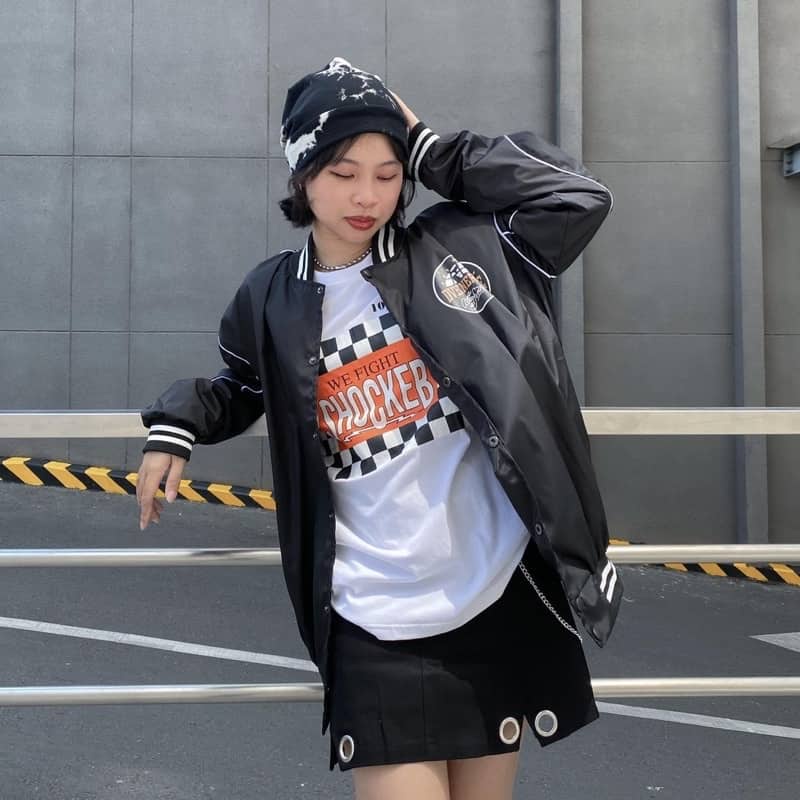 BOMBER DVEN form rộng Ulzang màu ĐEN/BE /JAYSTOREE2❤️ Áo Jacket form rộng