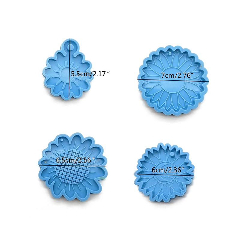 Sa Set 4 Khuôn Silicon Làm Móc Khóa Hình Hoa Hướng Dương