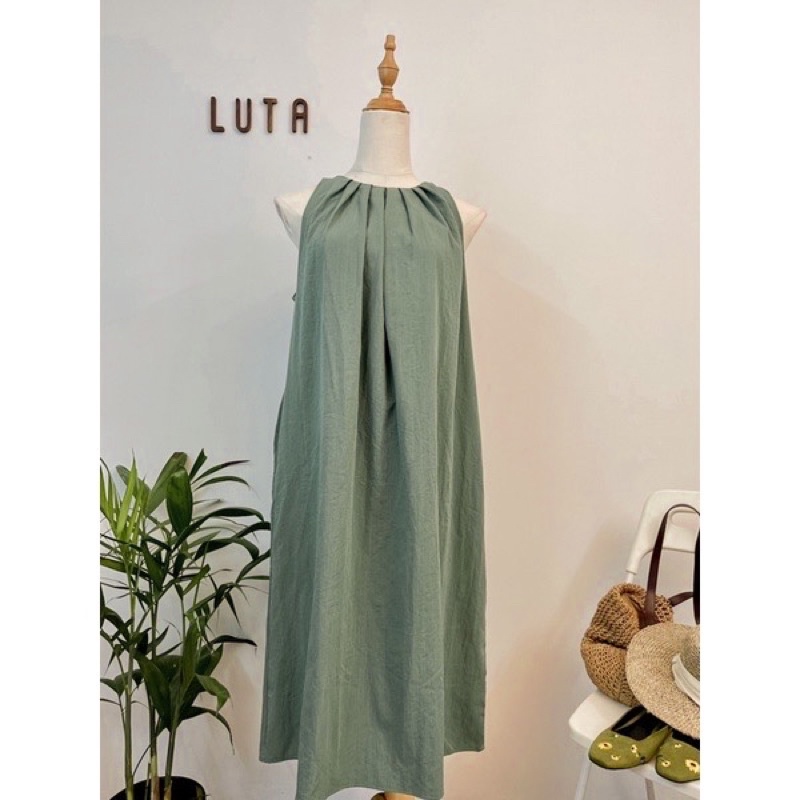 Váy linen form rộng màu xanh ngọc