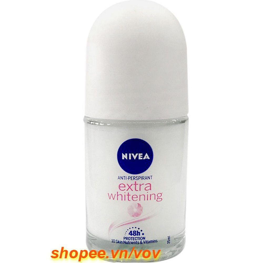 Lăn Khử Mùi Nữ Nivea 25ml Trắng Mịn Mờ Vết Thâm Extra Whitening Chính Hãng.