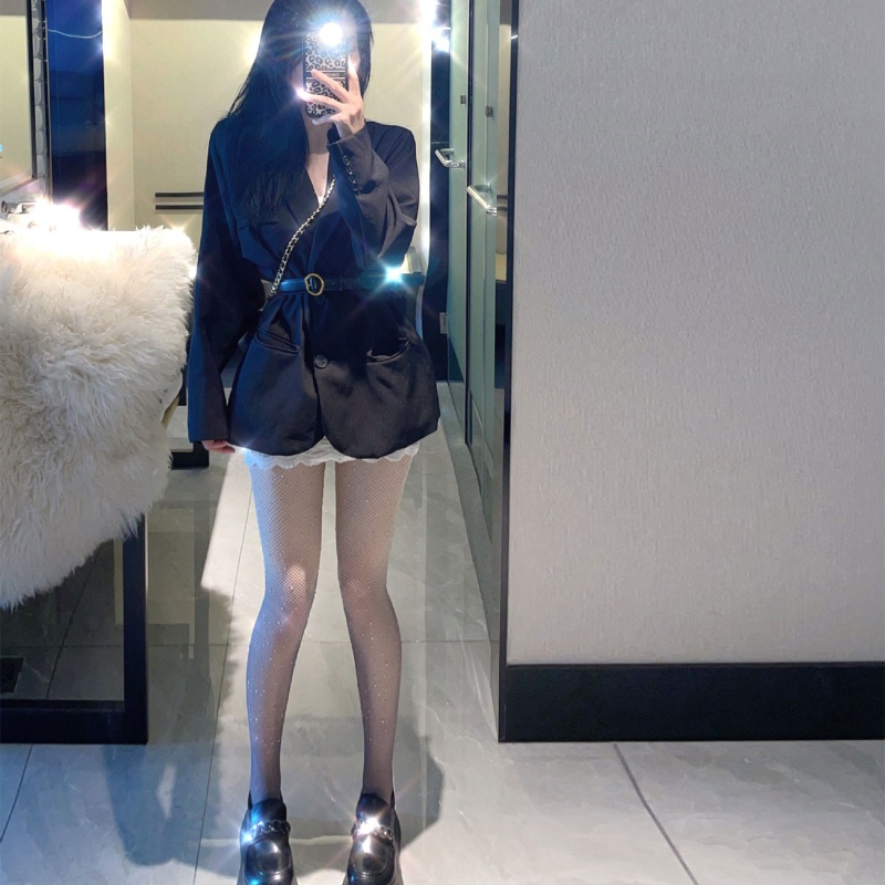 Quần Tất Lưới Lưng Cao Đính Đá Màu Gradient Quyến Rũ Cho Nữ