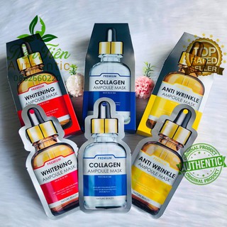 Mặt Nạ Tinh Chất Tế Bào Gốc NATURE BEAUTY PREMIUM AMPOULE MASK Anti Wrinkle, Whitening and Collagen 3 màu vàng, đỏ, xanh