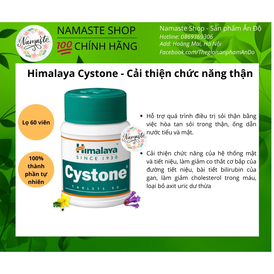 Himalaya Cystone - Cải thiện: chức năng thận/tình trạng sỏi thận/viêm tiết niệu