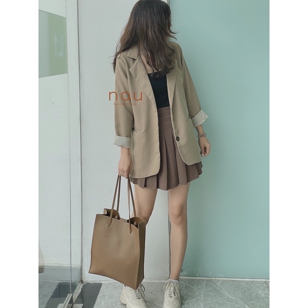 Áo blazer tay dài 2 lớp màu Xanh-Kem - Nâu - Đen