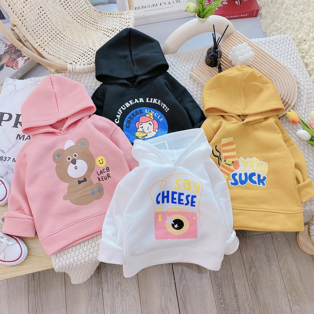 Áo khoác hoodie mũ cho bé trai và bé gái từ 8-18kg