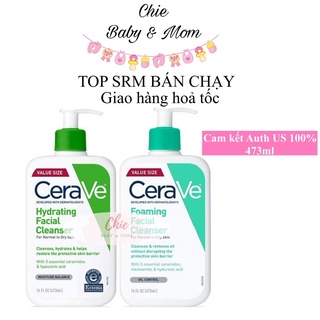 [Bản Mỹ] - Sửa rửa mặt Cerave Foaming Facial Cleanser cho da dầu và da khô Cerave chai 473ml