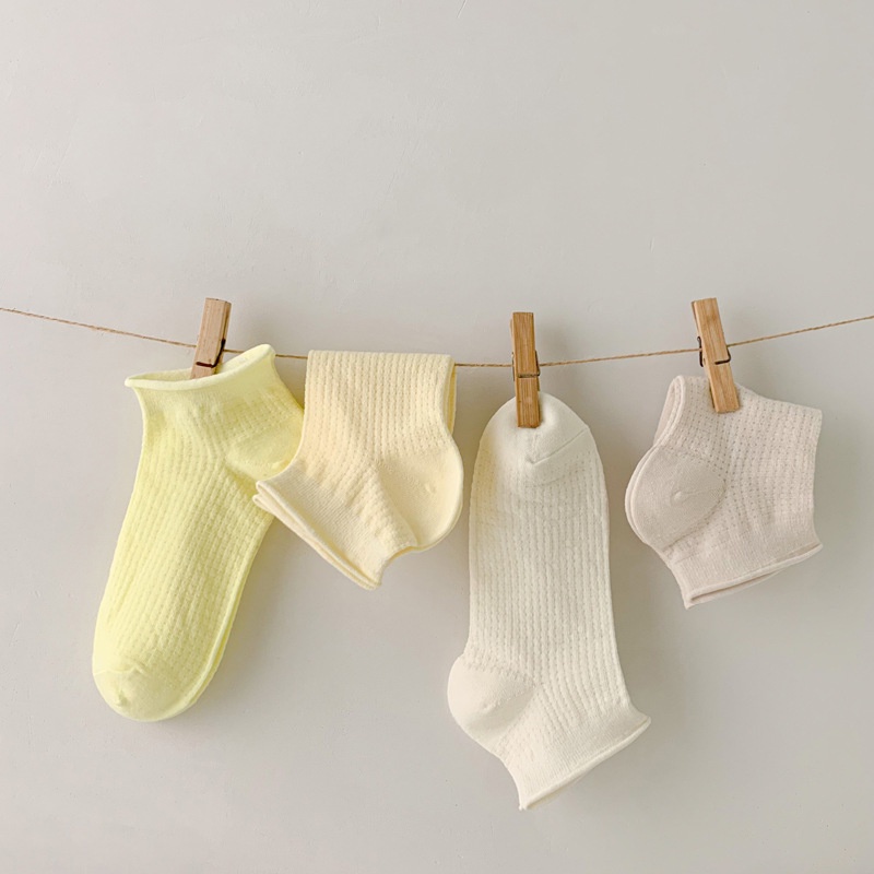 Vớ WAFNHA D512 bằng cotton mỏng nhẹ thoáng khí màu sắc kẹo ngọt phong cách Hàn Quốc cho bé gái
