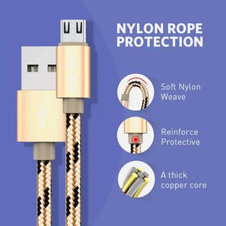 Dây sạc samsung, oppo, xiaomi...,Cáp sạc cổng Micro USB thiết kế dây bện dù dài 1 mét và 3 mét cho điện thoại androi