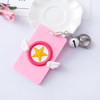 Móc chìa khoá bao đựng thẻ gấu trúc manh lan phúc bảo hoa hoa BĐTI38 thời trang sakura trắng