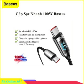 Cáp Sạc Nhanh 100W Baseus Display Fast Charging Data Cable Type-C to Type-C Dùng Cho Laptop ultrabook, Tablet, Phone
