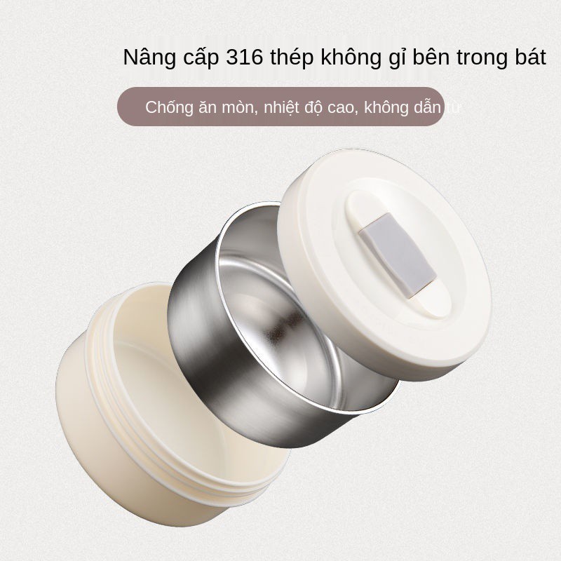 Hộp cơm cách nhiệt Booni của Đức Chảo nhiều lớp bằng thép không gỉ 316 dành cho người lớn chân học sinh