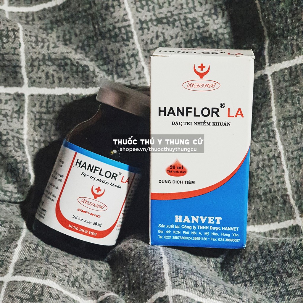 HANFLOR LA 20ml - Tiêm 𝐯𝐢ê𝐦 𝐩𝐡ổ𝐢, hô hấp, suyễn, ký sinh trùng đường máu lợn trâu bò gia súc gia cầm