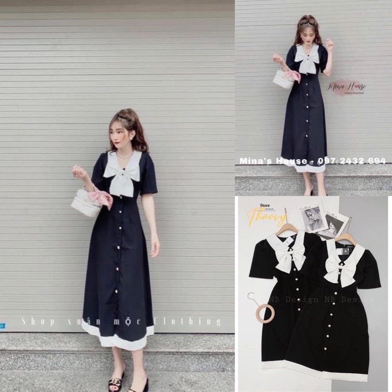 MSP:SP000821 Đầm nơ tiểu thư bigsize 50 đến 90 kg (bigsize mũm mỉm)(M/L/XL/XXL)