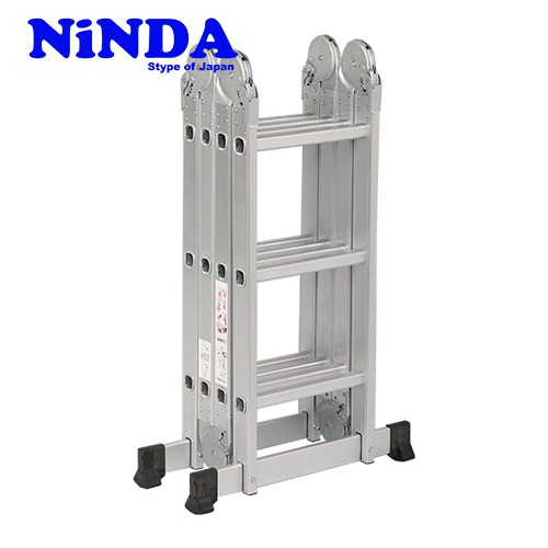 Thang nhôm gấp khúc chữ M Ninda ND-403C cao 1.7m duỗi thẳng 3.5m bảo hành 24 tháng