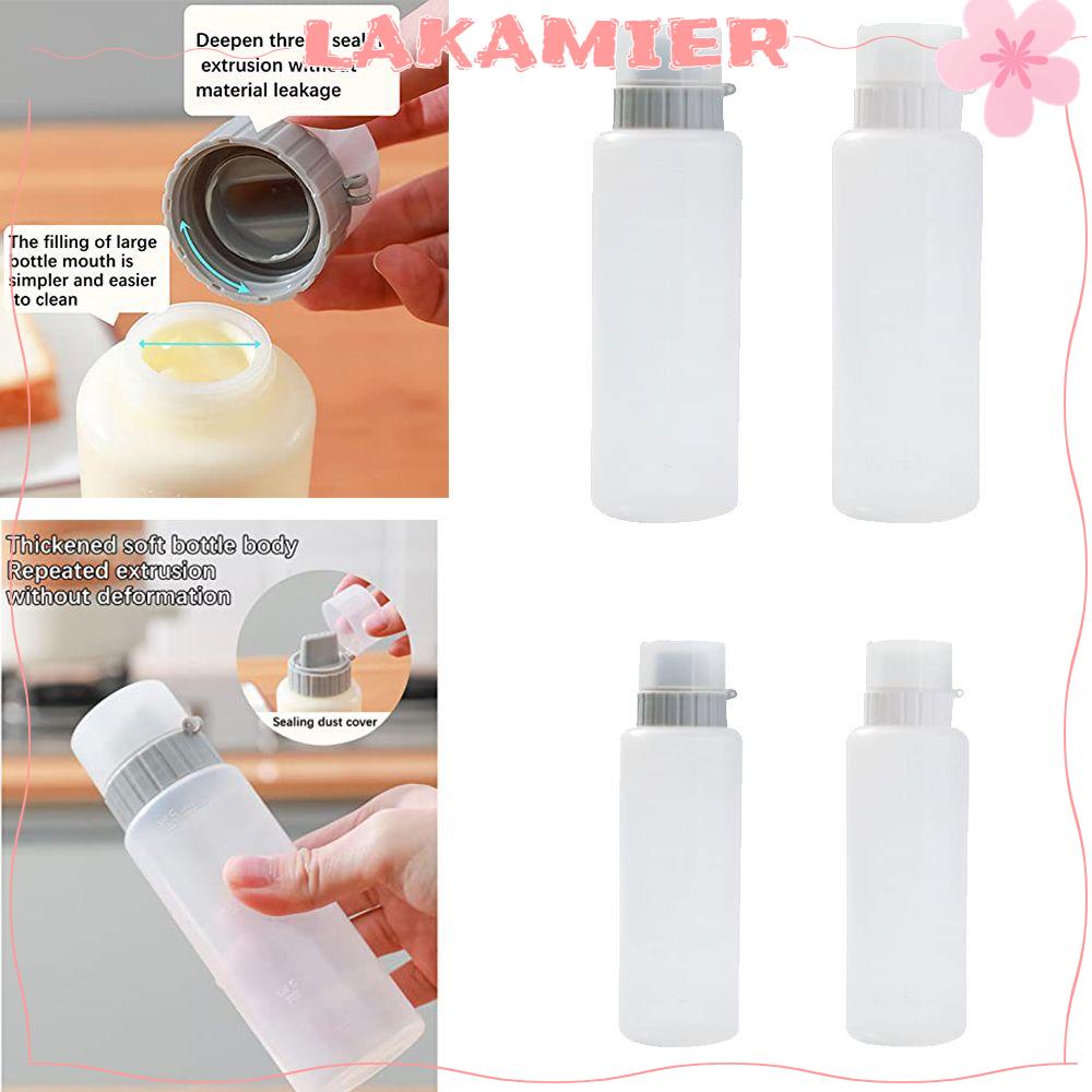 LAKAMIER Plastic Condiment Bottles Sauce Vinegar Dispenser Bottle Seasoning Bottle Cake Decorating Tool Baking Supplies Dustproof Squeeze Leakproof Kitchen Gadget Ketchup Cruet/Multicolor