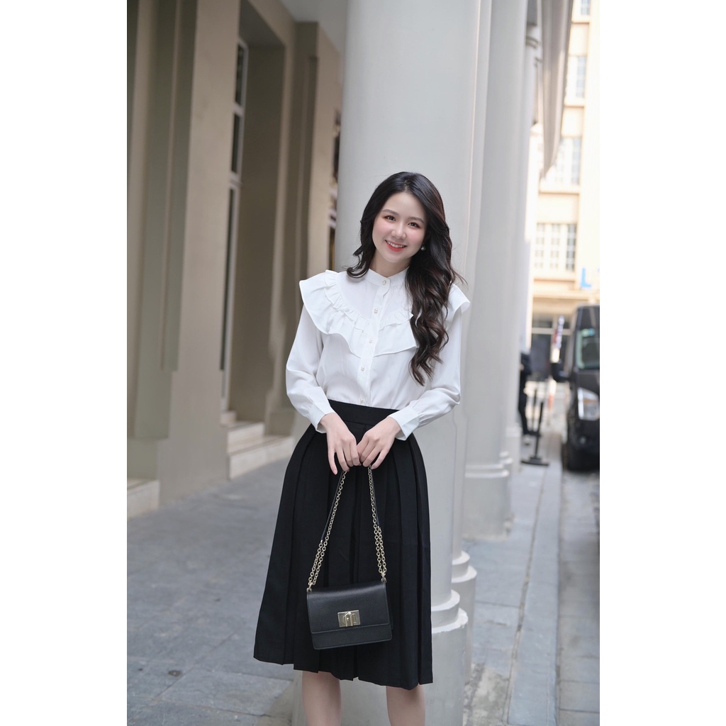 ÁO SƠ MI NỮ THIẾT KẾ BÈO NHÚN AM249 ROSARA
