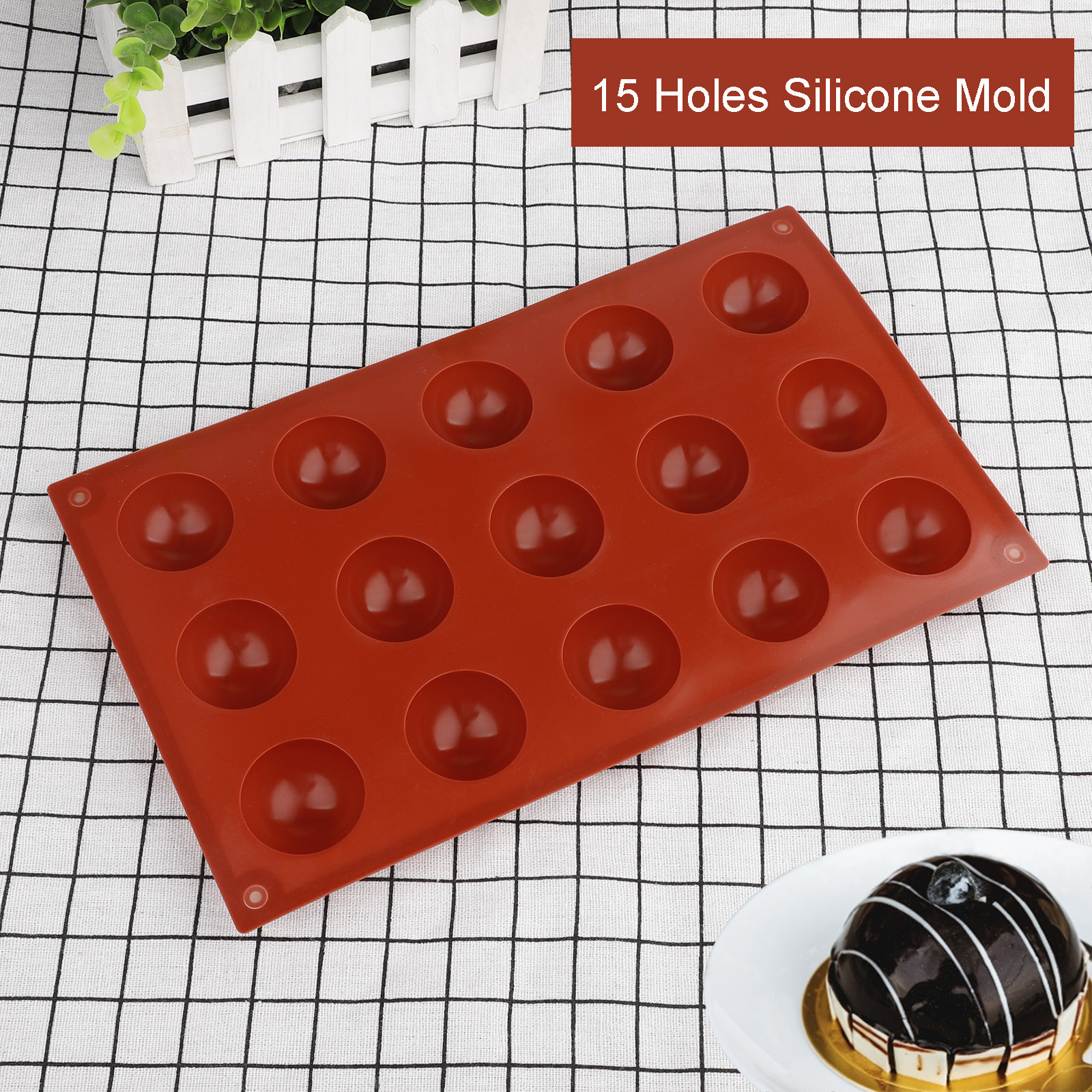 Silicone Khuôn Silicon 15 Lỗ Hình Bán Nguyệt Kháng Nhiệt Làm Bánh Pudding / Chocolate / Thạch Rau Câu Diy Có Thể Tái Sử Dụng