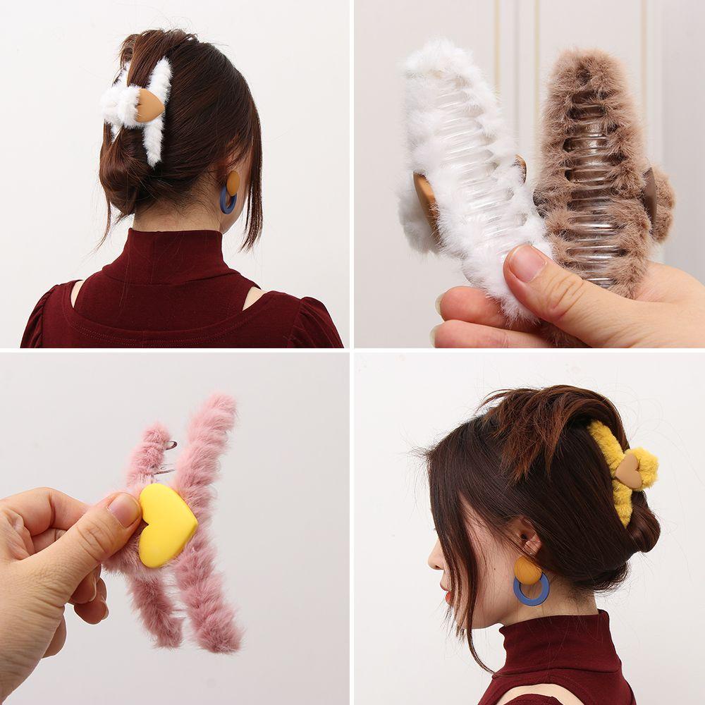 Kẹp Tóc Càng Cua Phối Lông Phong Cách Thanh Lịch