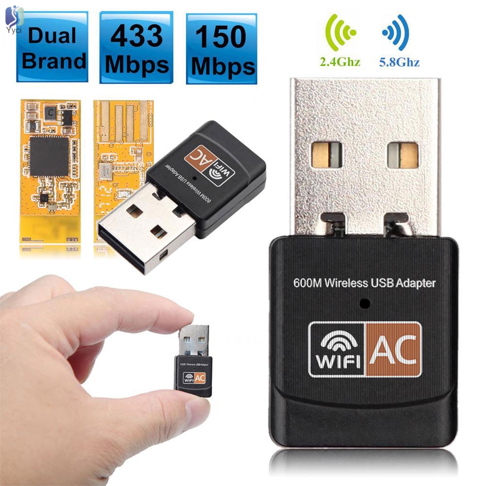 Đầu USB2.0 chuyển đổi mạng Wifi 600mbps 2.4g/5ghz Lan Ethernet 802.11ac cho PC