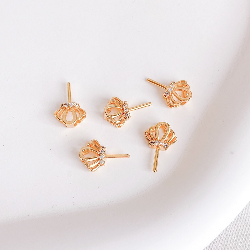█diy゜14k●1 Miếng°Giá Đỡ Kim Tự Làm Mặt Dây Chuyền / Vòng Tay / Dây Chuyền Mạ Vàng 18k Đính Ngọc Trai Zircon