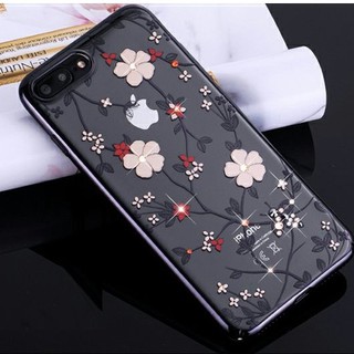 Ốp lưng điện thoại IPhone 7Plus | 8Plus Pha lê Hoa đào - Hãng Kavaro