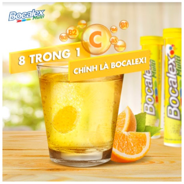 Bocalex multi, Viên sủi bổ sung vitamin C và khoáng chất, tăng cường sức đề kháng, tuýp 20 viên