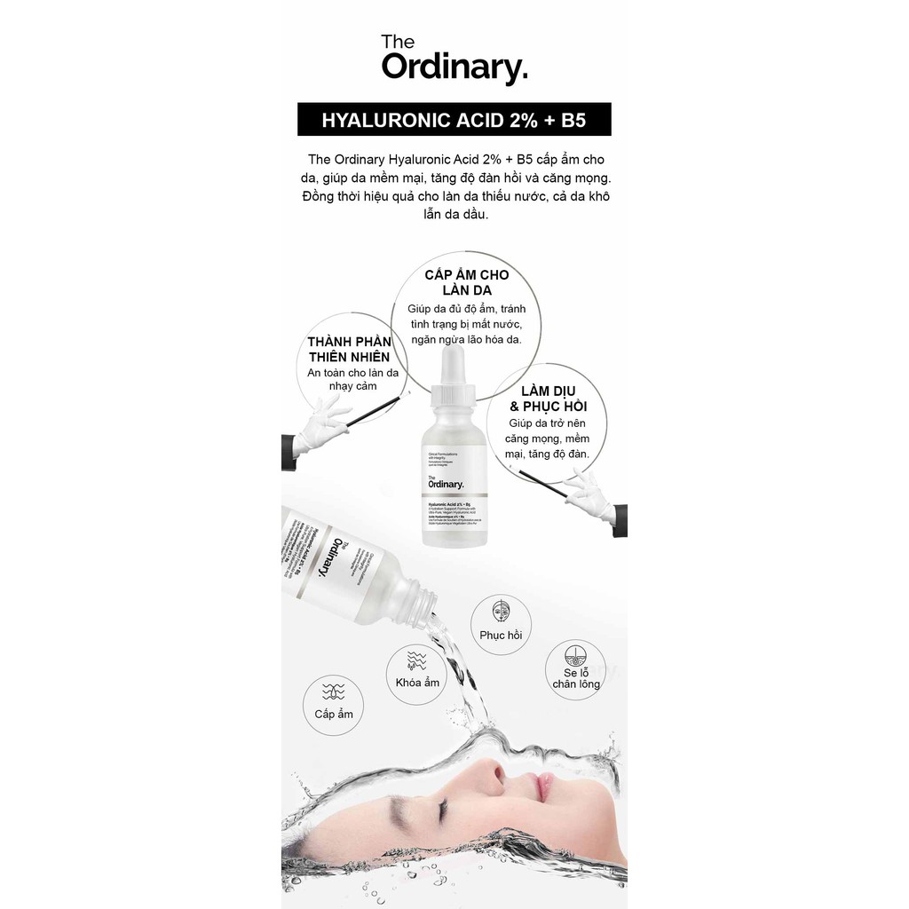 Tinh Chất Cấp Nước, Phục Hồi Da The Ordinary Hyaluronic Acid 2% + B5 30ml