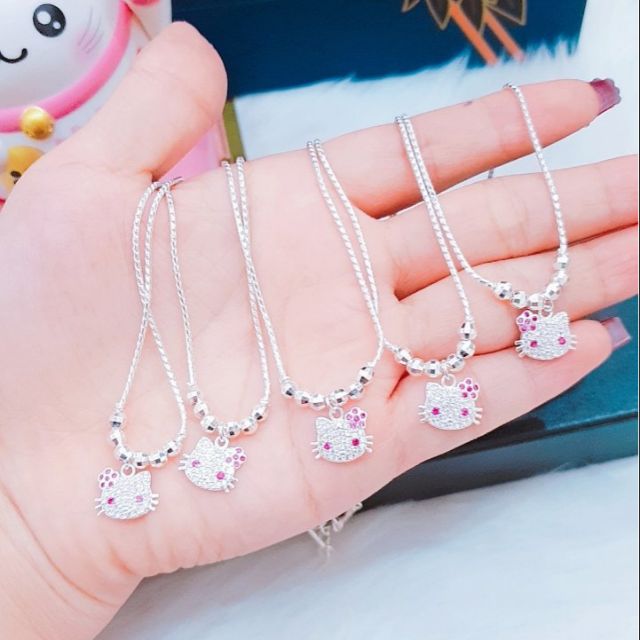 Dây chuyền bạc kitty bé gái, vòng cổ trẻ em bạc nguyên chất sáng đẹp Minh Thoa JEWELRY