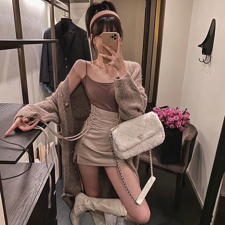 COZOK Chân váy lưng cao xẻ tà quyến rũ cho nữ