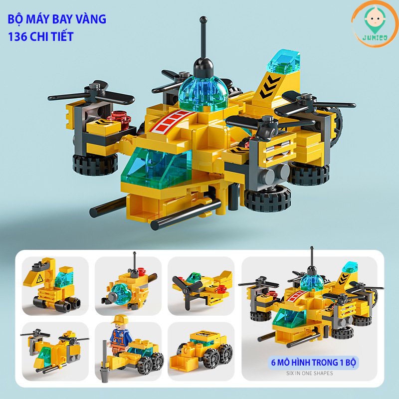 Mô hình đồ chơi lắp ráp xếp hình ô tô máy bay phát triển trí tuệ cho bé JUMICO LNX