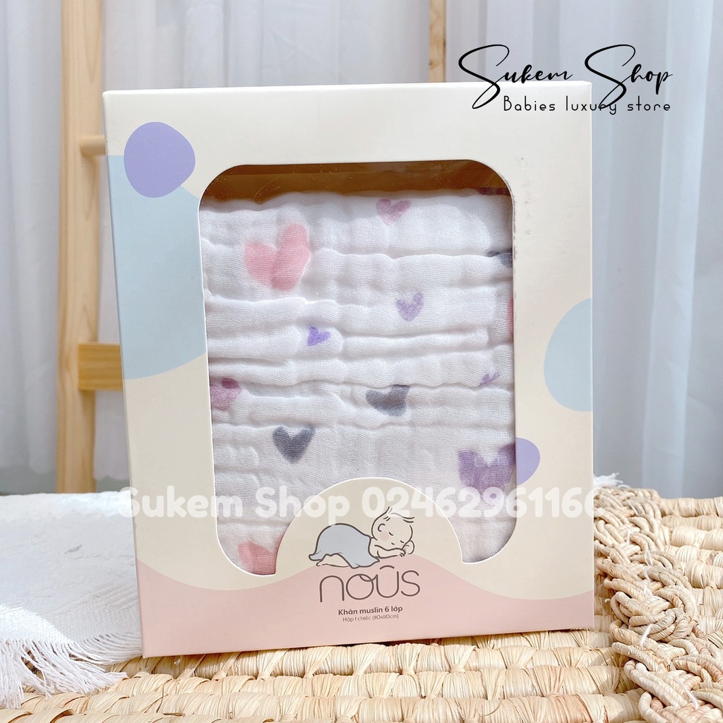 Khăn Tắm Muslin 6 Lớp Nous Mềm Mại Thấm Hút Tốt Cho Bé