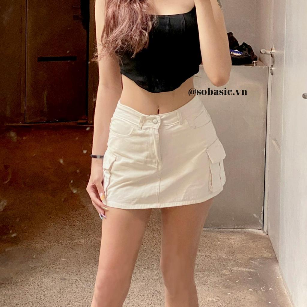 Chân váy chữ A kaki thiết kế túi hộp form body sexy Sobasic chất dày dặn có quần trong | BigBuy360 - bigbuy360.vn