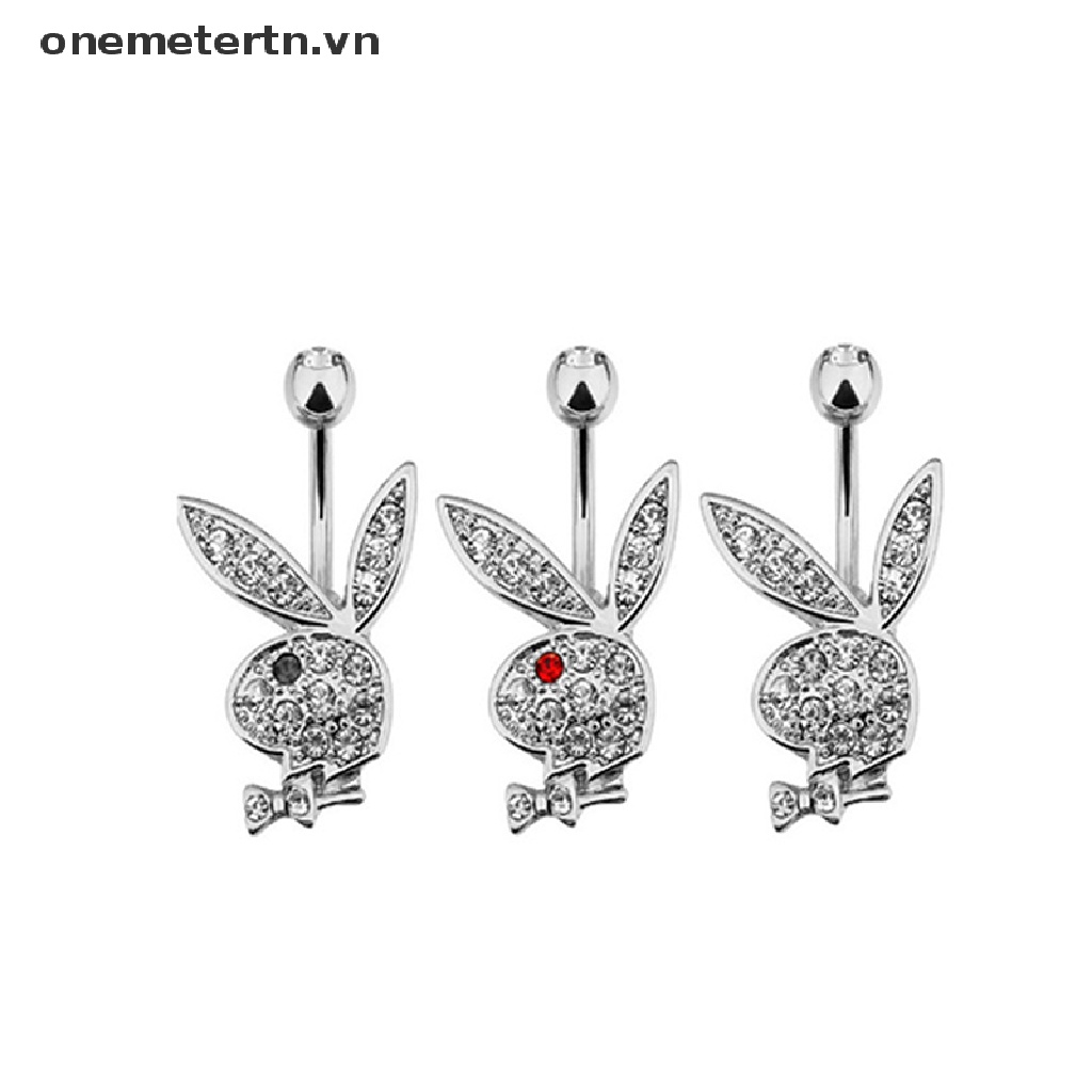 Onemetertn Khuyên Rốn Hình Thỏ Pha Lê Dễ Thương Không Cần Khoan Lỗ