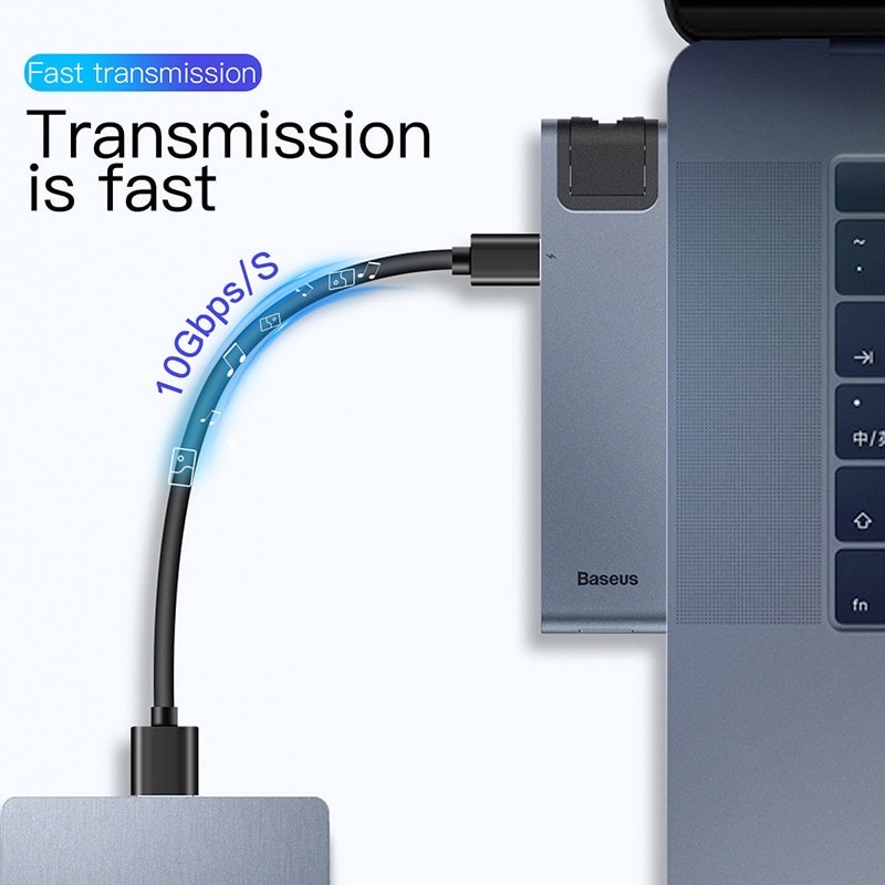 Cáp Chuyển Hub Baseus Thunderbolt C Pro 7 in 2 Smart Hub cho Macbook Pro 2016- 2020 M1 / Air 2018 - 2020 M1