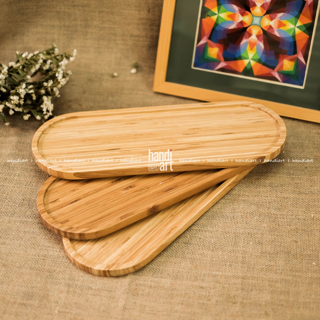 Khay gỗ tre Oval - Khay tre tự nhiên - Khay tre đựng thức ăn - bamboo wooden tray