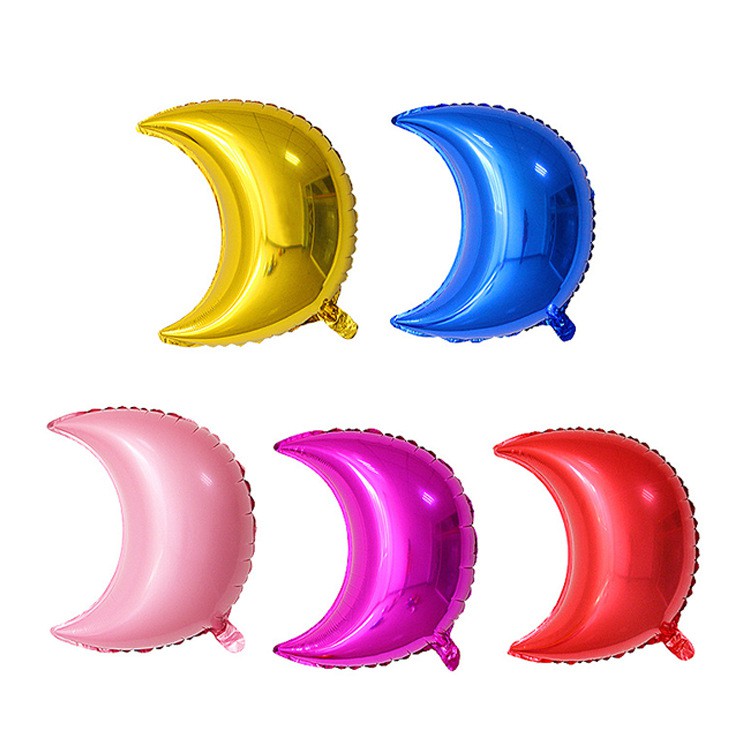 Bóng bay tráng nhôm hình mặt trăng dùng để trang trí sinh nhật, bóng size to nên trang trí lên rất dễ thương và nổi bật