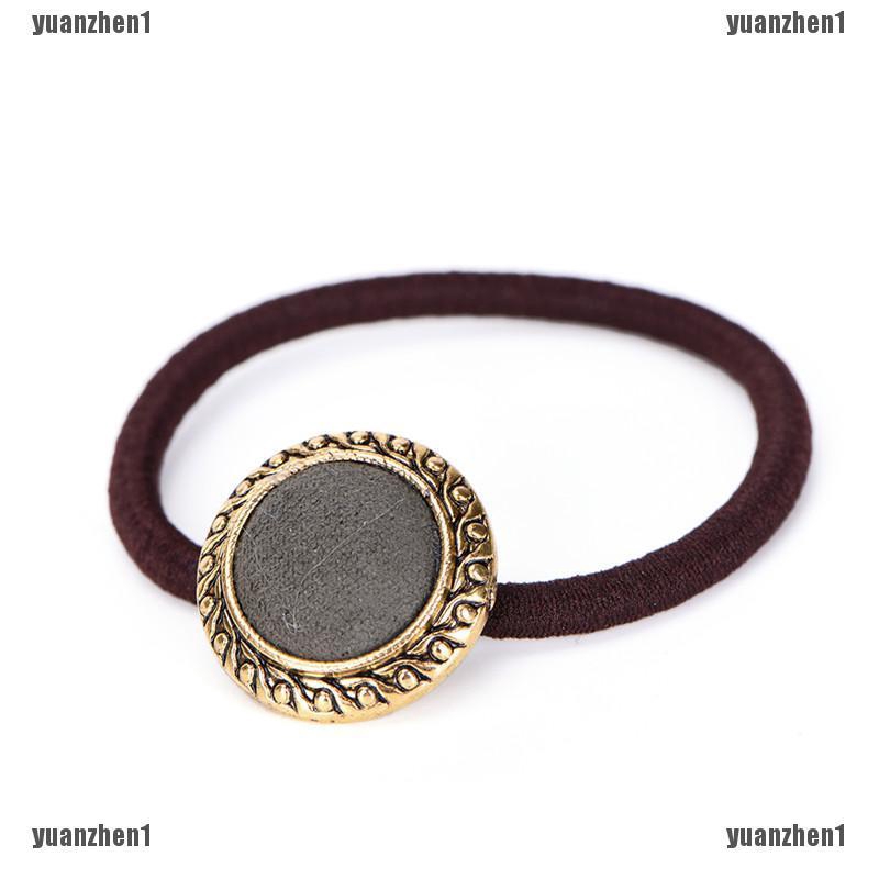 Băng Đô Cài Tóc Co Giãn Đính Nút Kiểu Vintage Cho Nữ