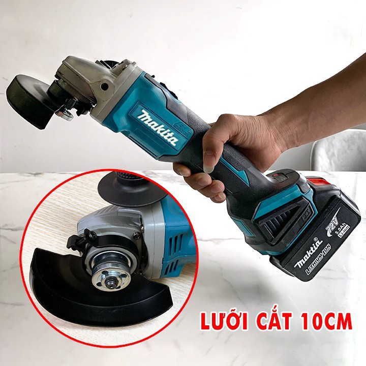 [CHÍNH HÃNG] Máy mài pin makita 118V - RUỘT ĐỒNG - KHÔNG CHỔI THAN - TẶNG KÈM 1 LỮA CƯA XÍCH, 1 ĐÁ MÀI, 1 ĐÁ CẮT Chính h