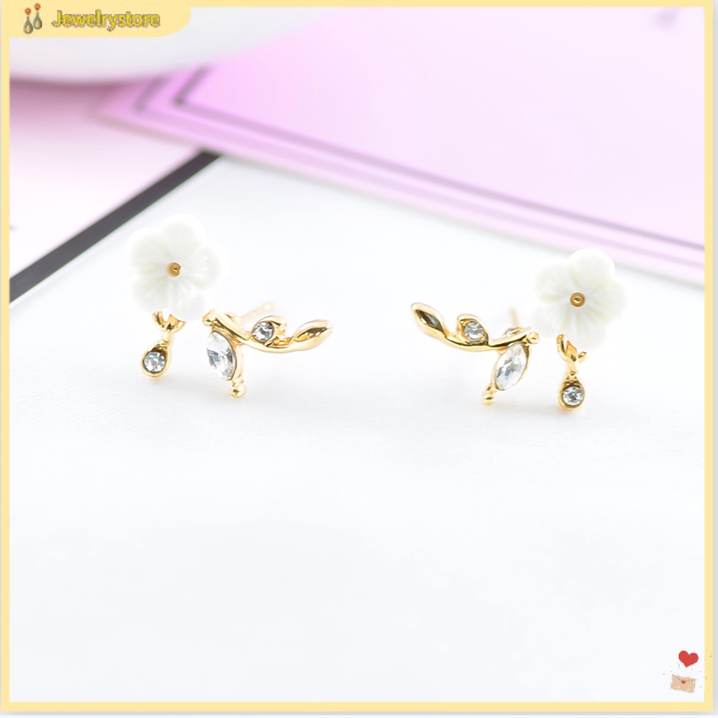 Khuyên tai hình hoa đính đá thời trang thanh lịch dành cho nữ