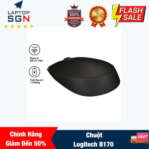Chuột không dây Logitech B170 - USB, nhỏ gọn, phù hợp PC/Laptop Chính hãng - Giá Tốt