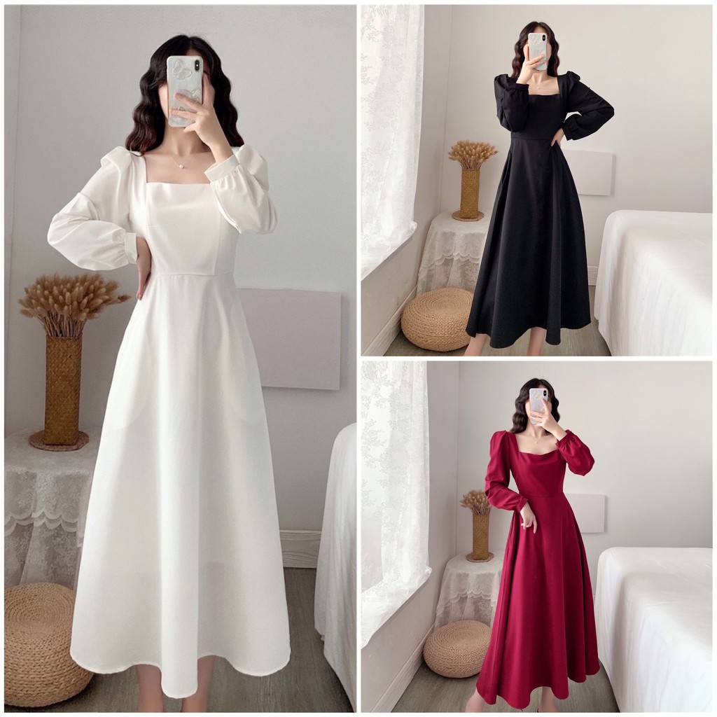 [Mã FATHANG5 giảm 10K đơn 50K] [ẢNH THẬT] - Váy ulzzang tiểu thư tay dài vintage phong cách retro- M12 - jannahouse