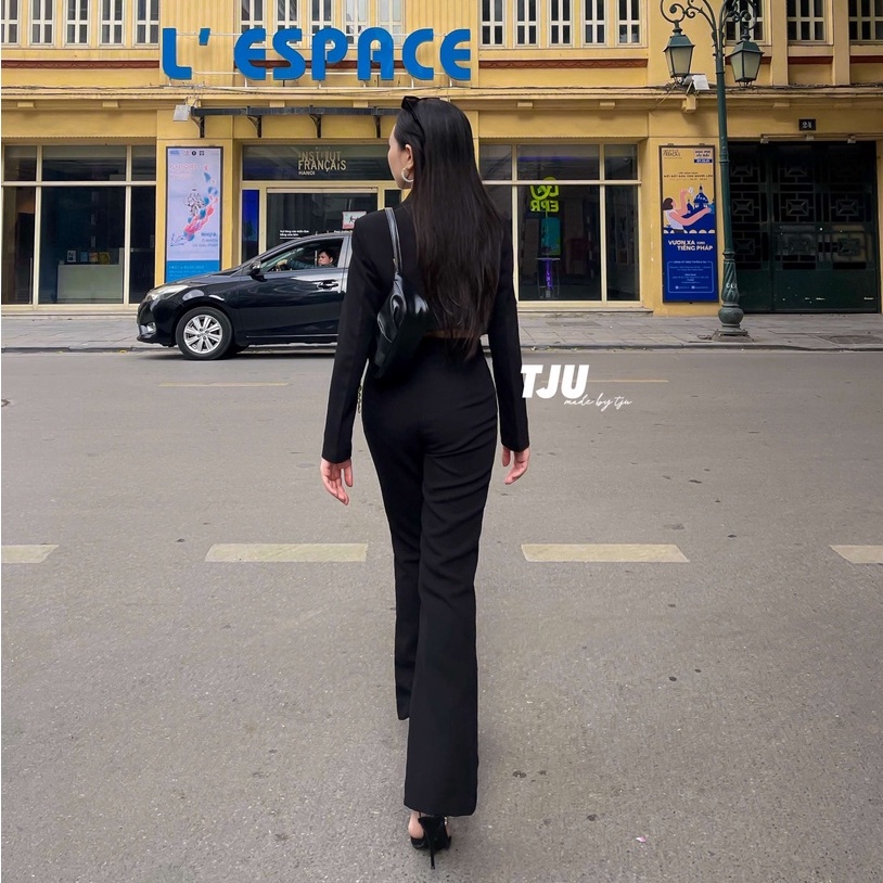 Quần Vải Nữ Ống Loe Xẻ Cạp Cao Chất Tuyết Mưa  Dáng Dài Siêu Tôn Dáng Phong Cách Hàn Quốc Cực Đẹp Senorita