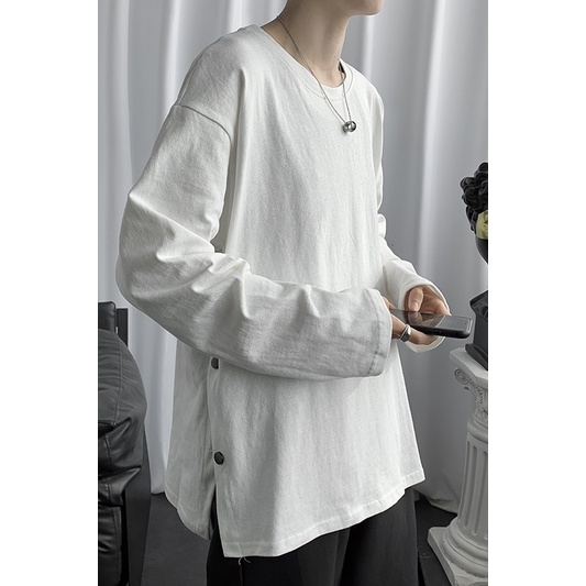 Áo sweater nam form rộng Áo thun sweater nam bigsize tay dài cài cúc hông cotton ulzzang unisex đi chơi đi học mặc trong