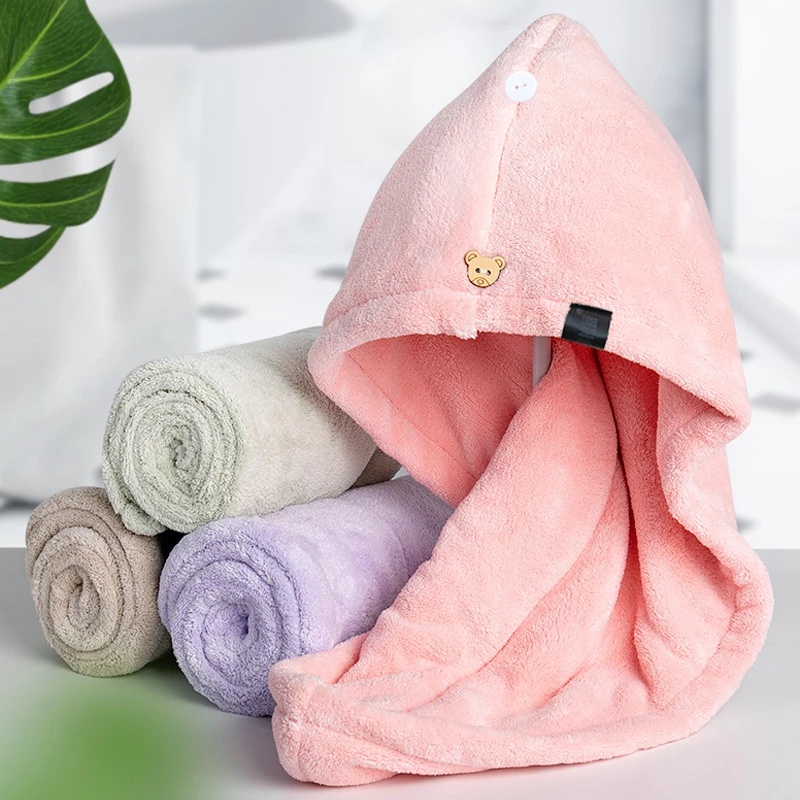 Khăn Quấn Khô Tóc Bằng Sợi Micro Mềm Mại Thấm Hút Nước Tốt Nhanh Khô Tiện Dụng Cho Nữ
