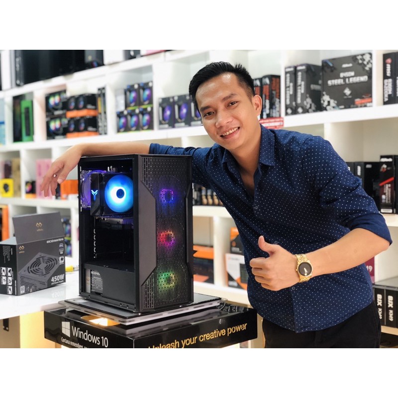 PC H410 giga Ram 8Gb i3 10100F box hãng Vga 1650 4Gb