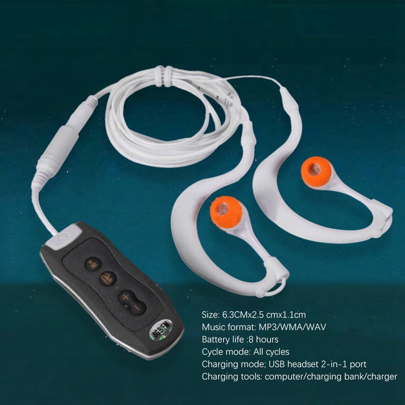 Máy nghe nhạc MP3 4GB màu đen có tai nghe bluetooth dùng khi bơi lội